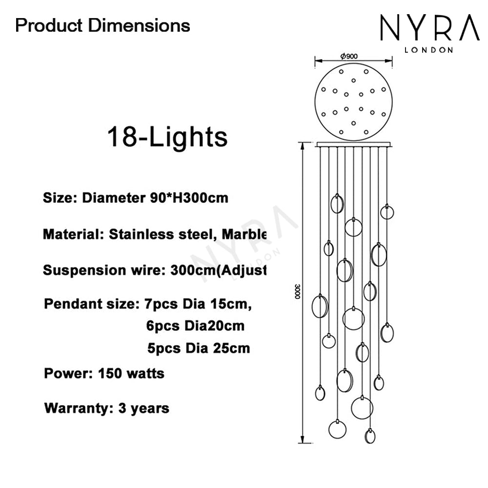 Aurea márvány kristály függeszték modern LED hosszú