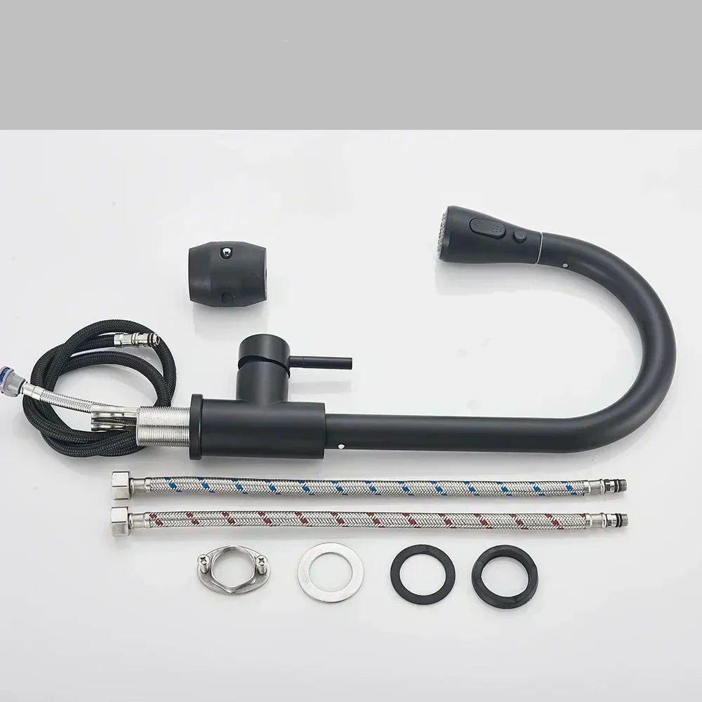 Torneira de Cozinha Retrátil NoirFlow em Preto