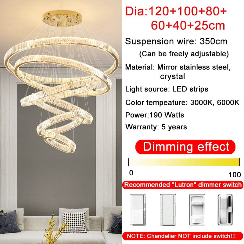 Aurora Crown Crystal Ring Chandelier With Adjustable Height