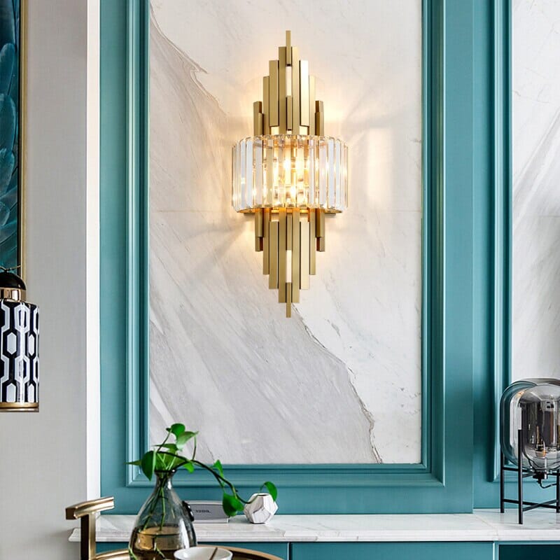 Aurelia Radiant Gold Crystal Wall Sconce Mini Chandelier