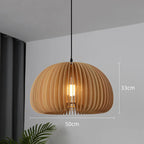 Covewood Harvest Pumpkin Wooden Pendant Light With Adjustable Height