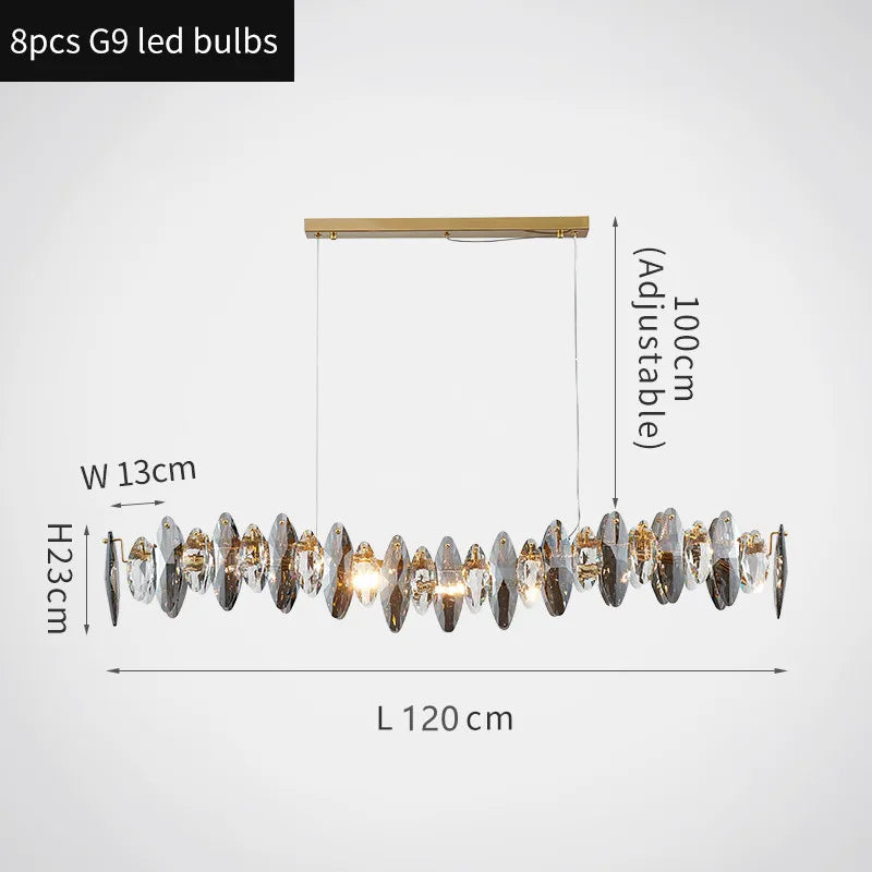 Astrae Oval Crystal Chandelier With 16 Strip Shades