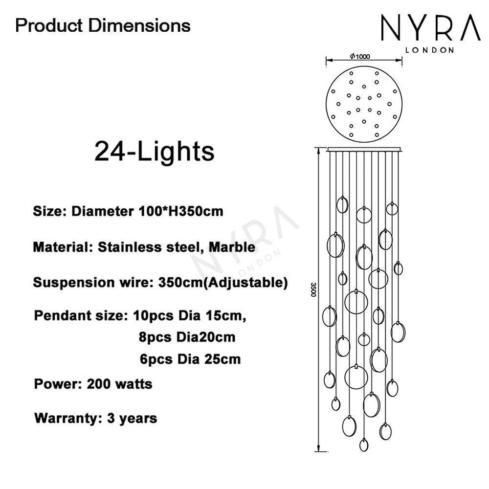 Aurea márvány kristály függeszték modern LED hosszú