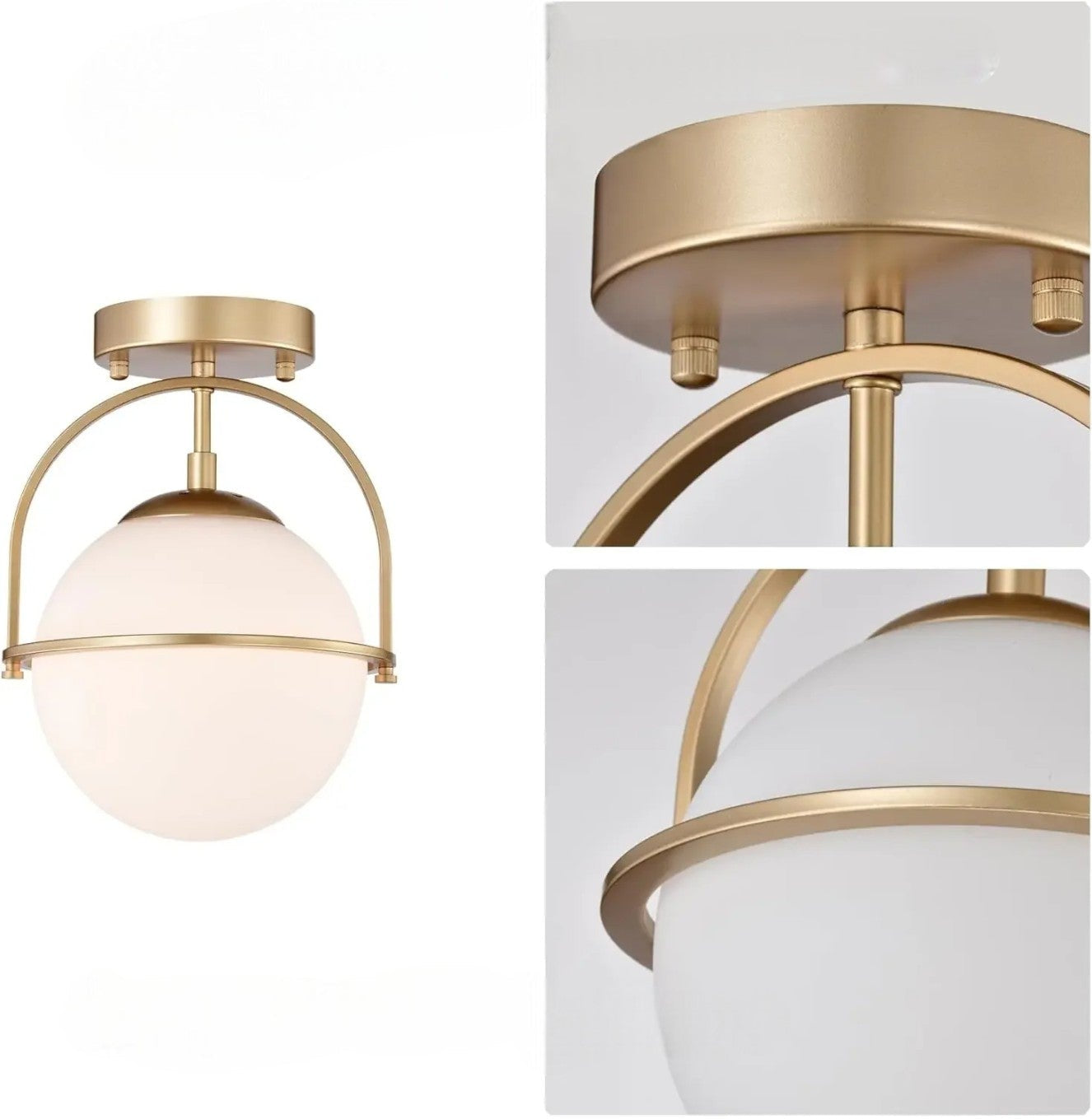 Vestra | Scandinavian Milk Glass Semi-Flush Ceiling Light
