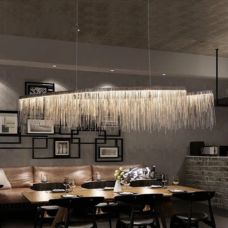 LyraLume Tassel Chandelier With Pearl Beads For Living Rooms