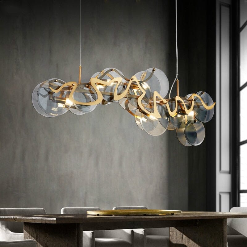 Cirrus Cloud Pendant Light with Gold Glass Lampshade