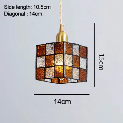 PrismCube Glass Pendant Light Hand-Painted Retro Style