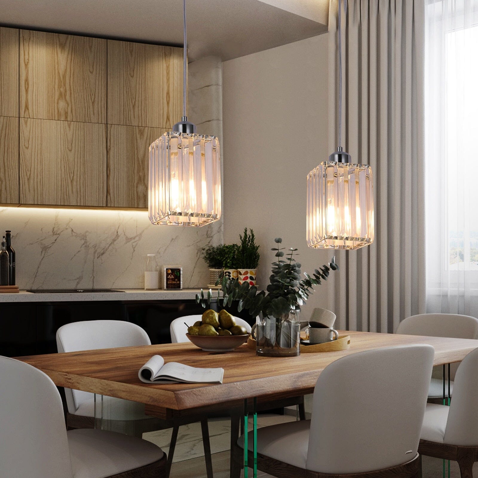 Lumistra Crystal Glass Pendant Light for Living Rooms