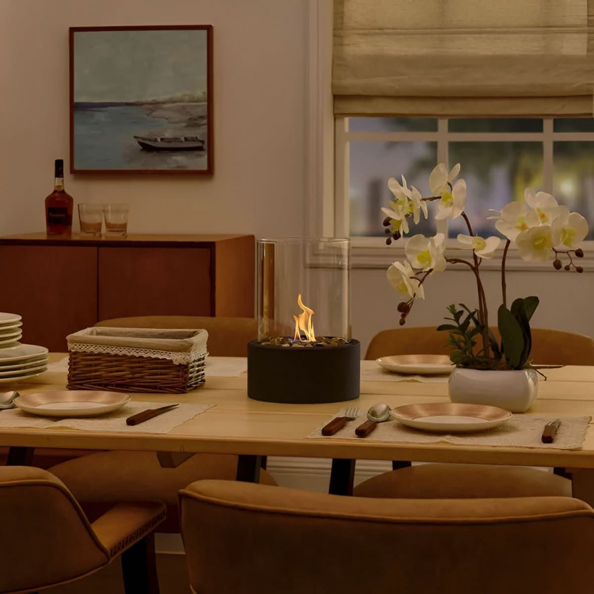 LumaGlow 无烟桌面壁炉，适合时尚的室内外使用