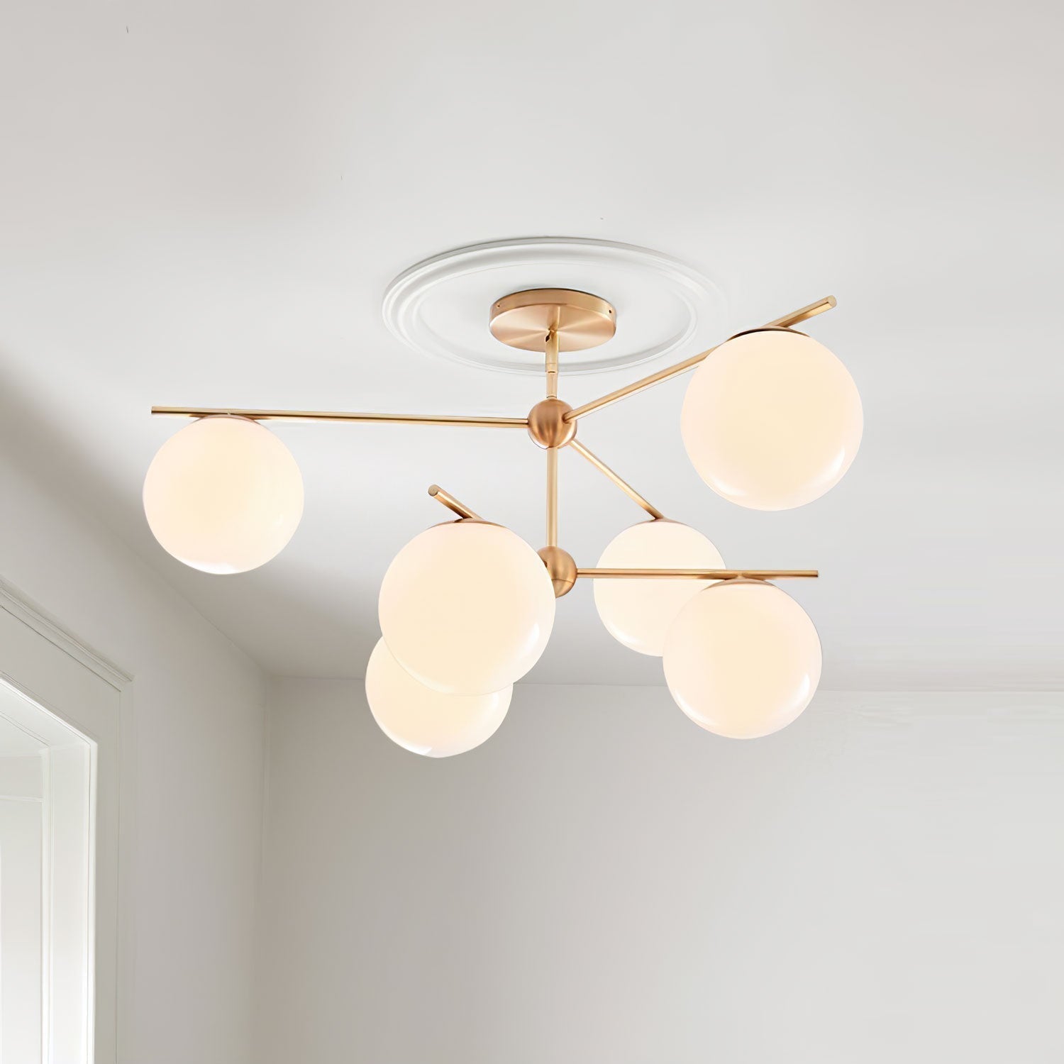 Liora | Luxury Brass Chandelier With Glass Orbs For Dining