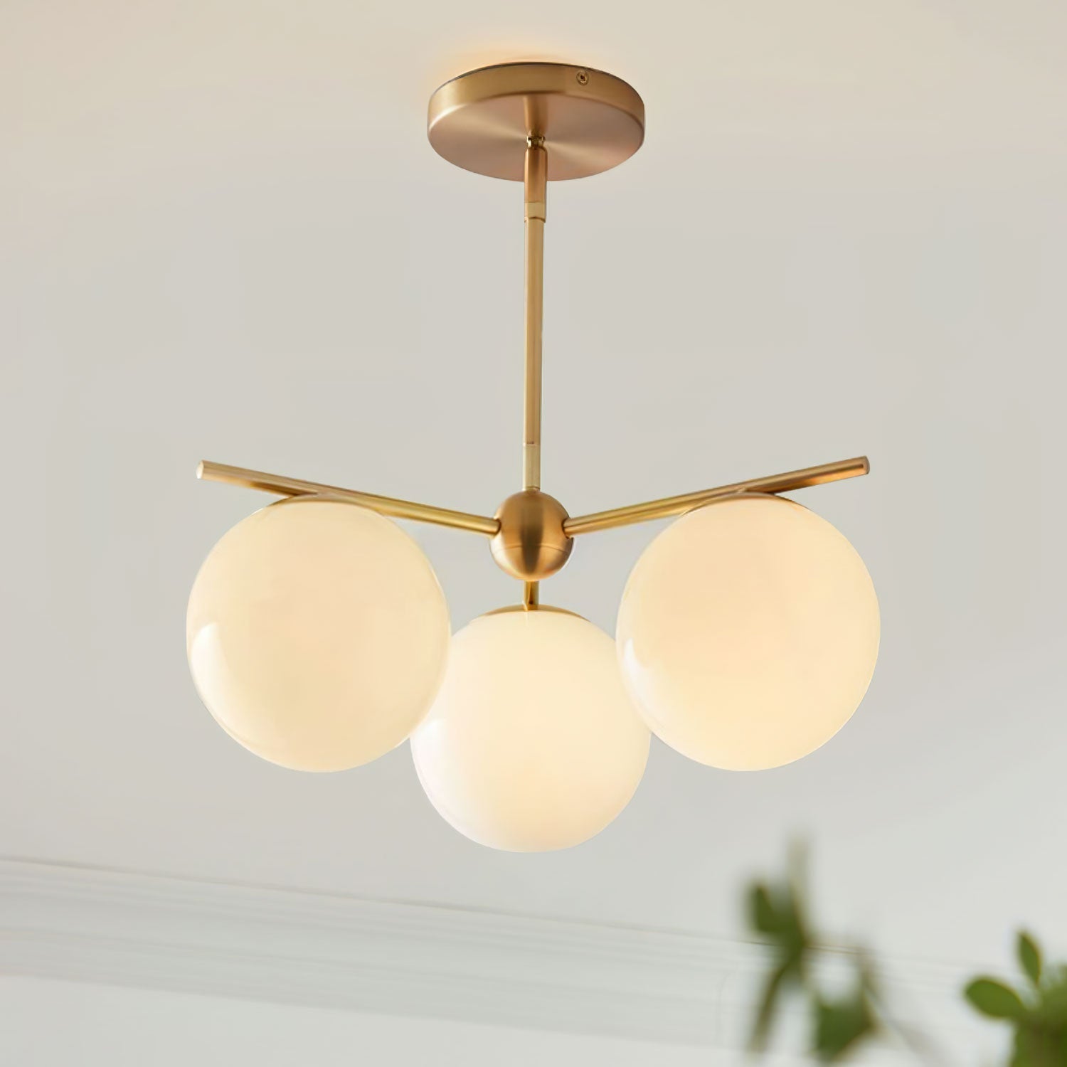 Liora | Luxury Brass Chandelier With Glass Orbs For Dining