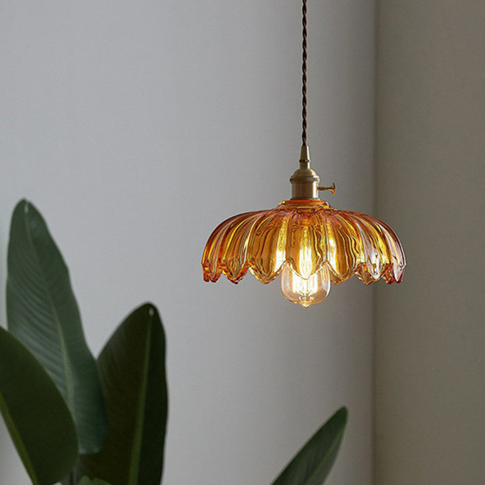 Solara Translucent Glass Pendant Light With Copper Base