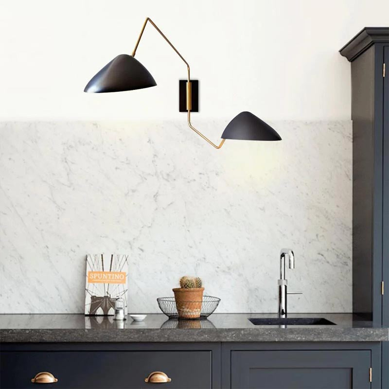 Marcellin Two-Arm Duckbill Wall Lamp With Swing Arms by Arverne Lighting Retro Mid Century Modern Sconce