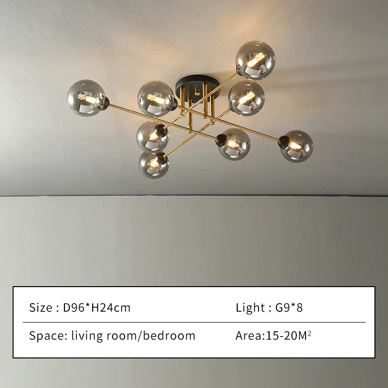 Nowoczesna lampa wisząca Arcadia z szklaną kulą