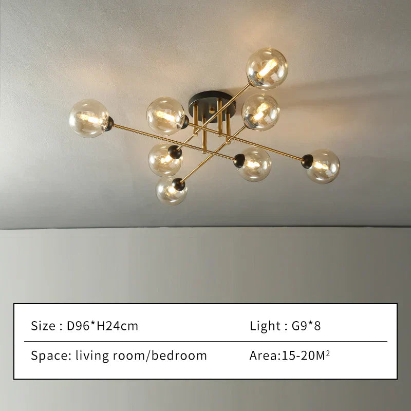 Nowoczesna lampa wisząca Arcadia z szklaną kulą