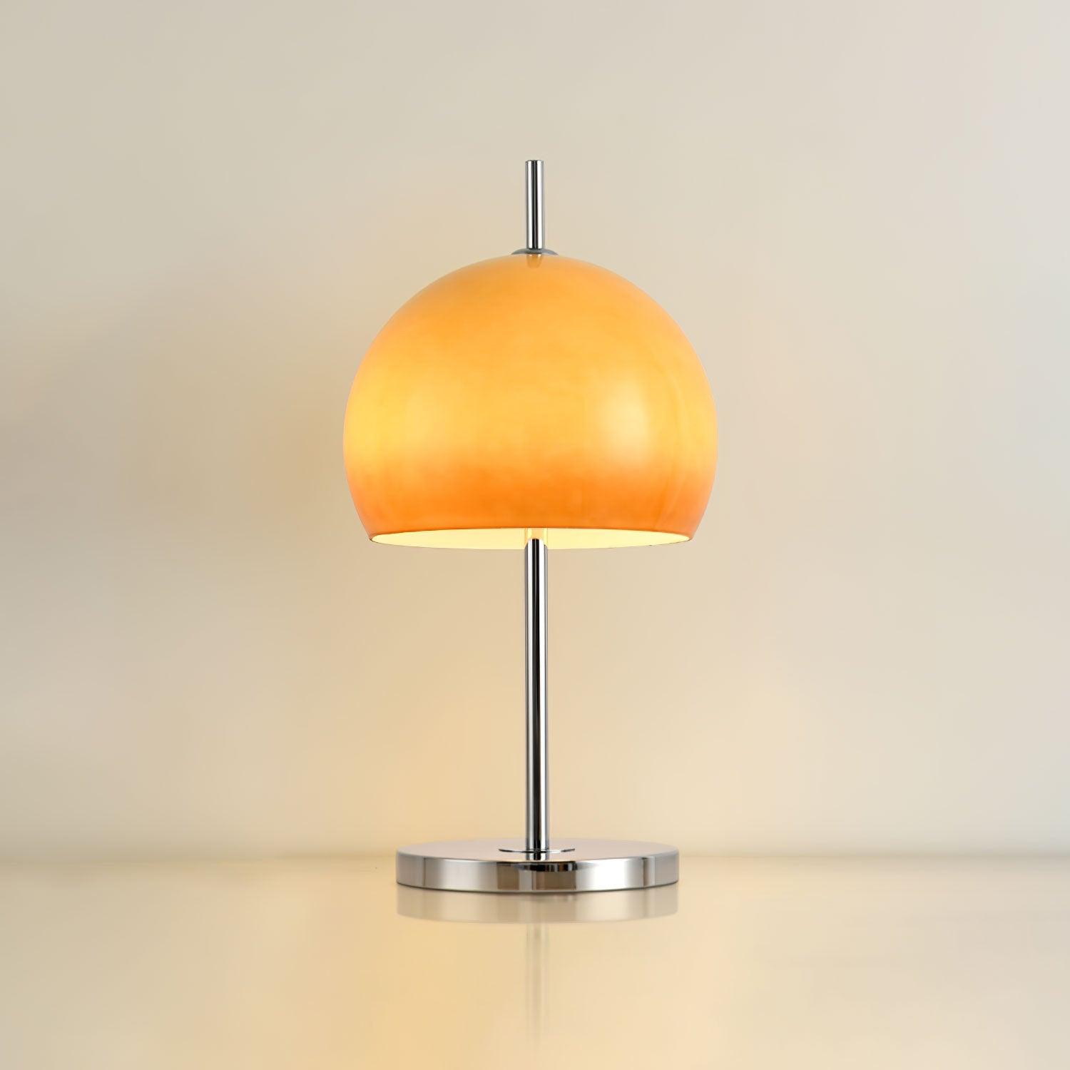 Aurelia Amber Glass Mushroom Bauhaus Table Lamp With Soft Glow