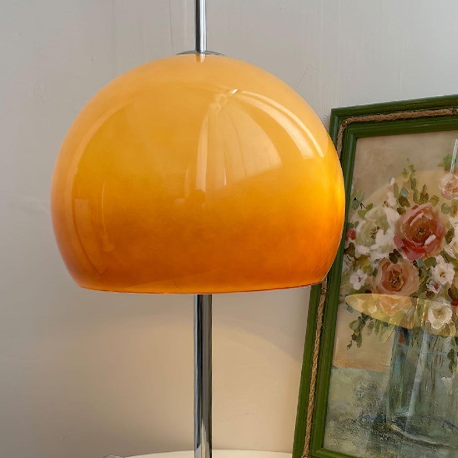 Aurelia Amber Glass Mushroom Bauhaus Table Lamp With Soft Glow