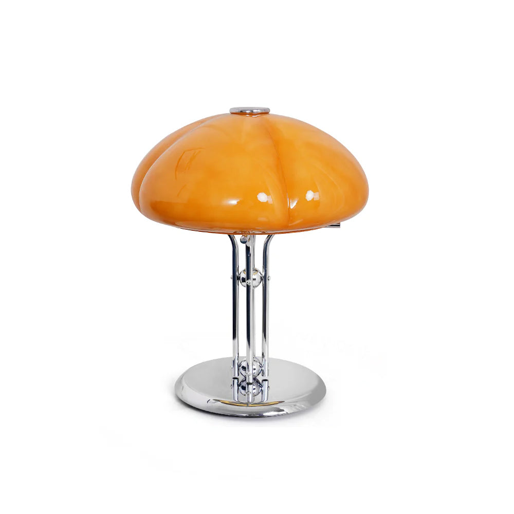 Aurelia Amber Glass Mushroom Bauhaus Table Lamp With Soft Glow
