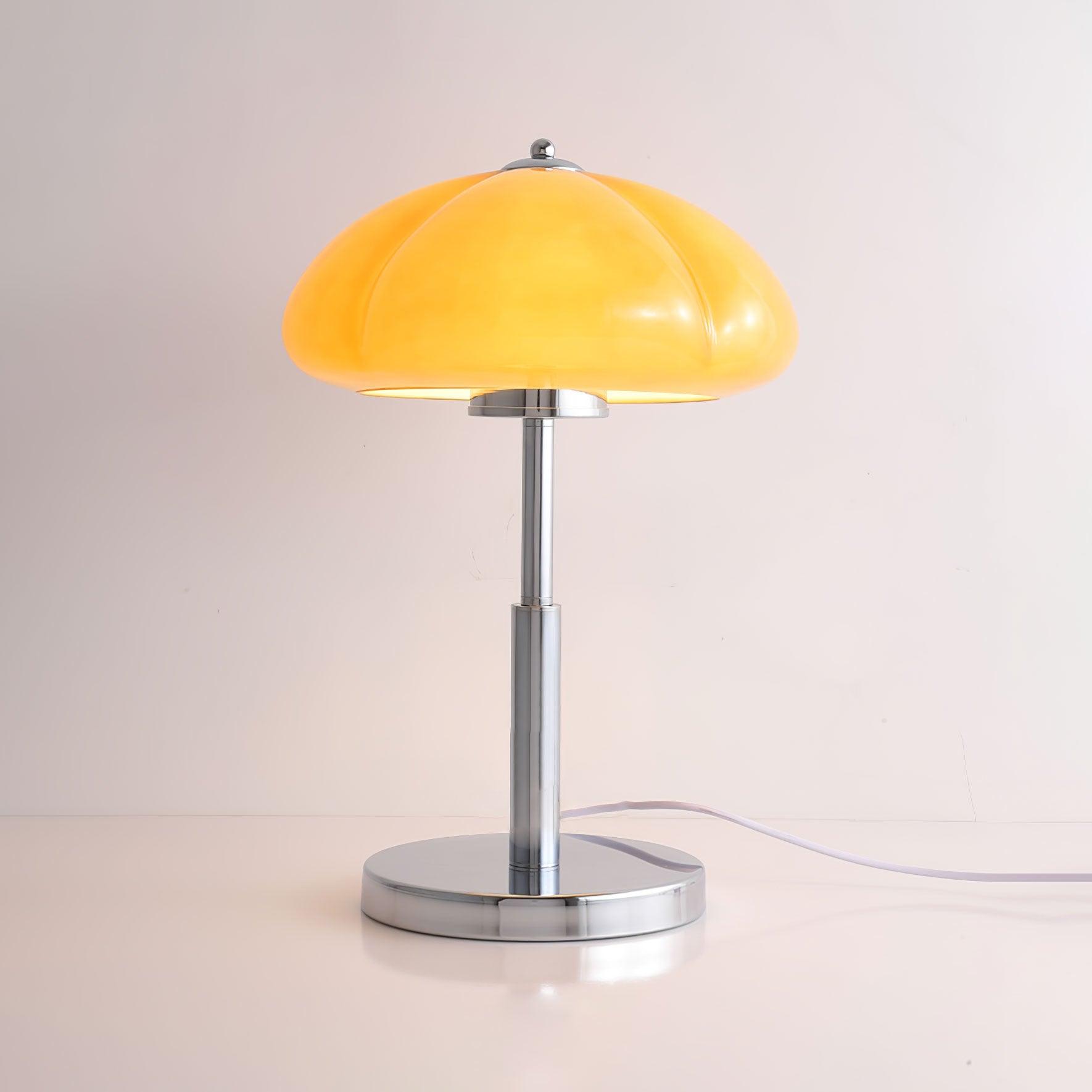 Aurelia Amber Glass Mushroom Bauhaus Table Lamp With Soft Glow