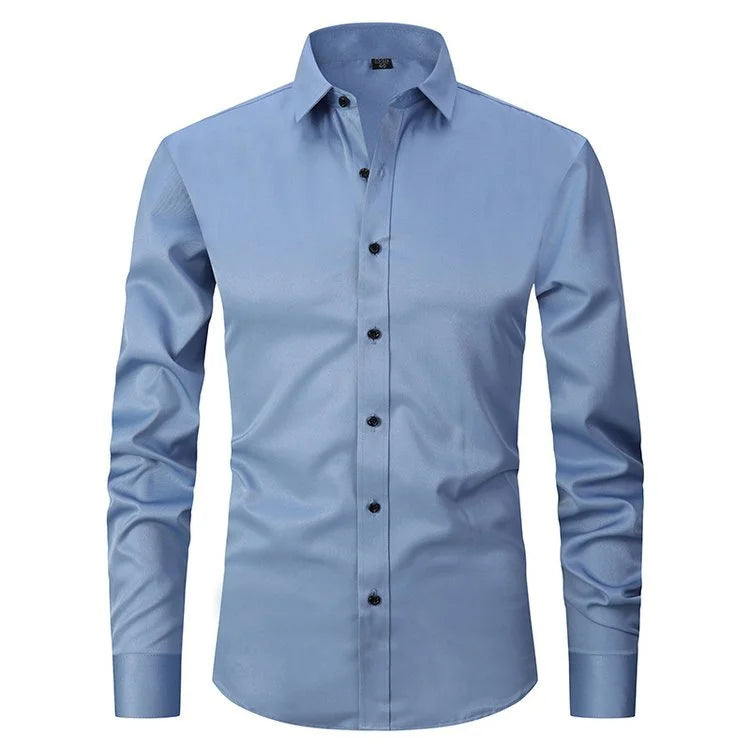LumaEase TeddyStretch Camisa Anti-Rugas Conforto Auto-Vestível
