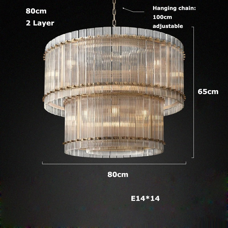 NovaLuxe Crystal Chandelier With Dual Tiers And Brass Finish