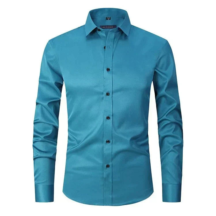 LumaEase TeddyStretch Camisa Anti-Rugas Conforto Auto-Vestível