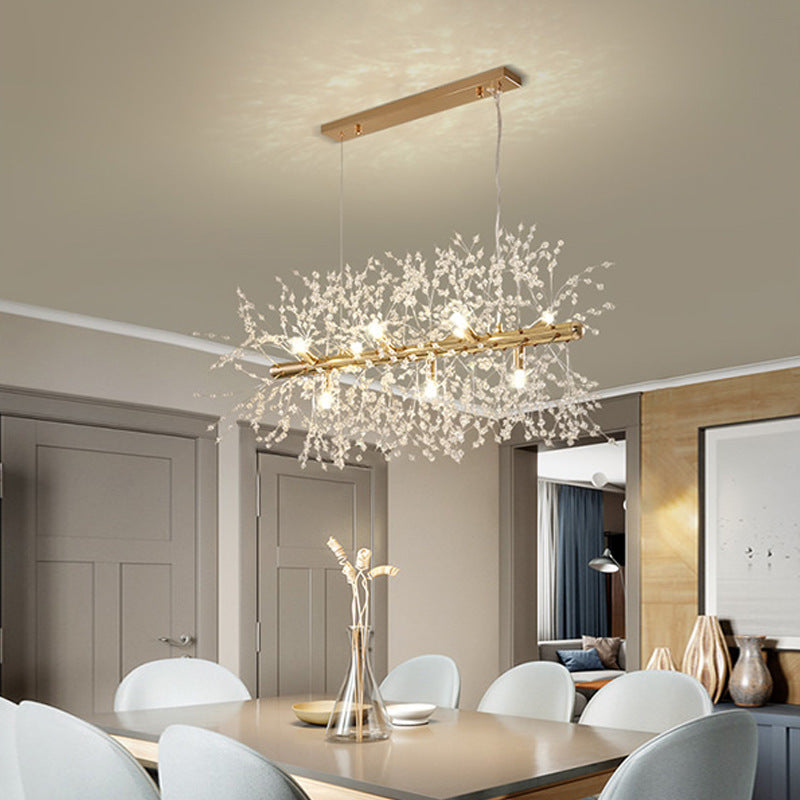 Aureline wit en gouden LED-hanglamp voor woonkamer en eetkamer met metalen frame