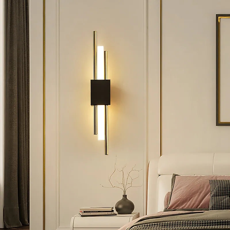 Aurena Modern Black And Gold LED Wall Lamp For Bedroom