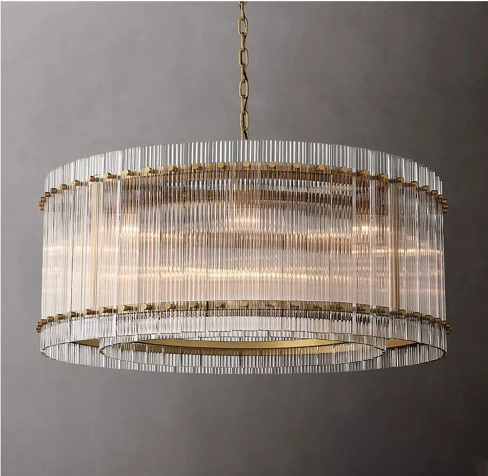NovaLuxe Crystal Chandelier With Dual Tiers And Brass Finish