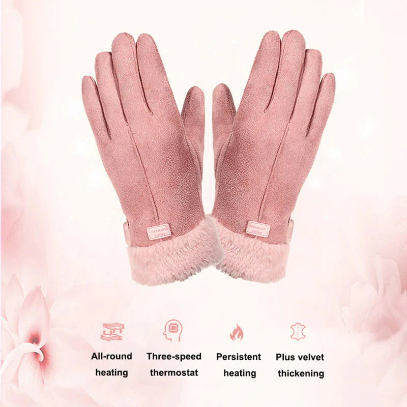 Rechargeable Wool Lined Heated Gloves For Women With Touchscreen