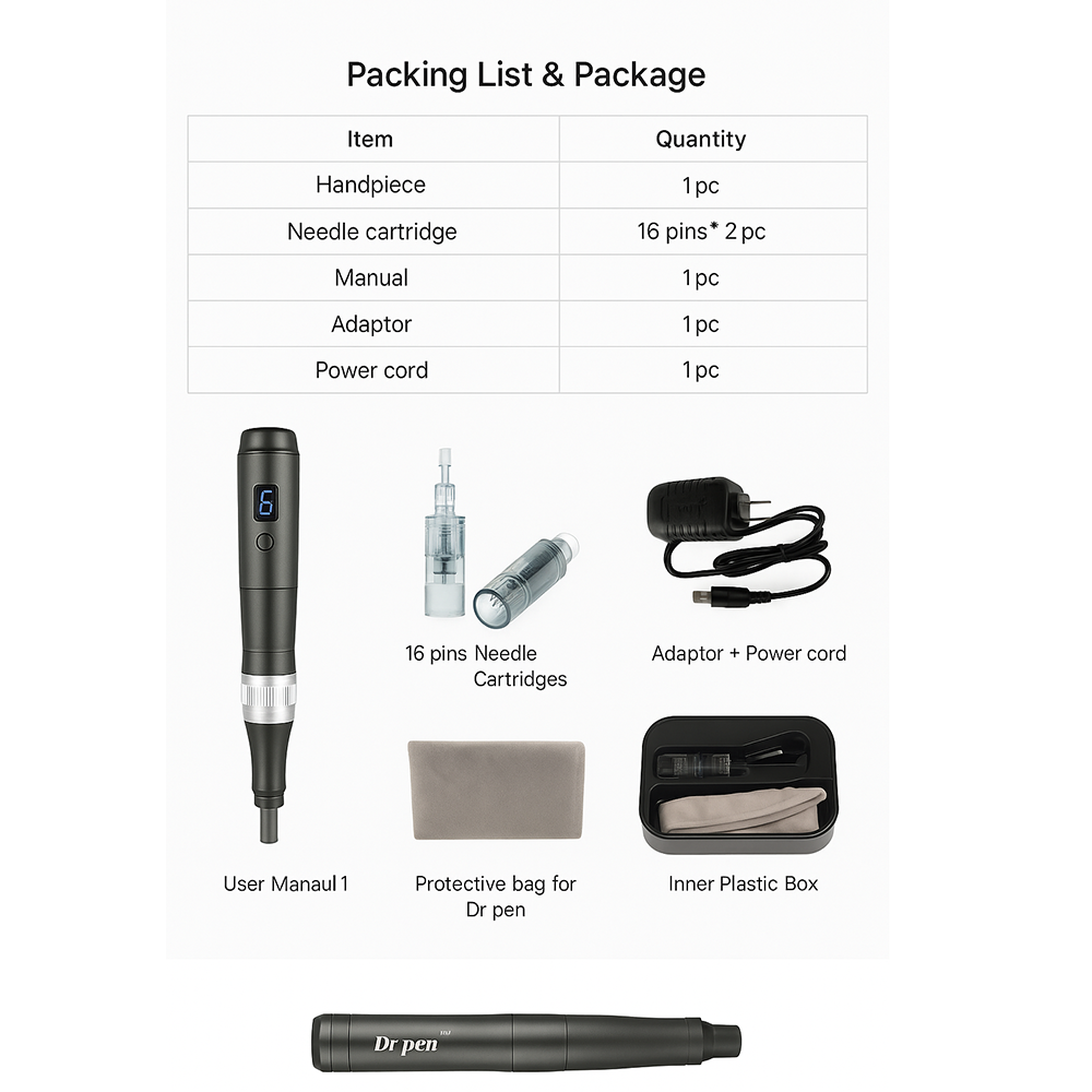 ApexDerm Pro Ultima M8 Mikronadel-Dermapen USB Wiederaufladbar, 5 Patronen 32 Nadeln