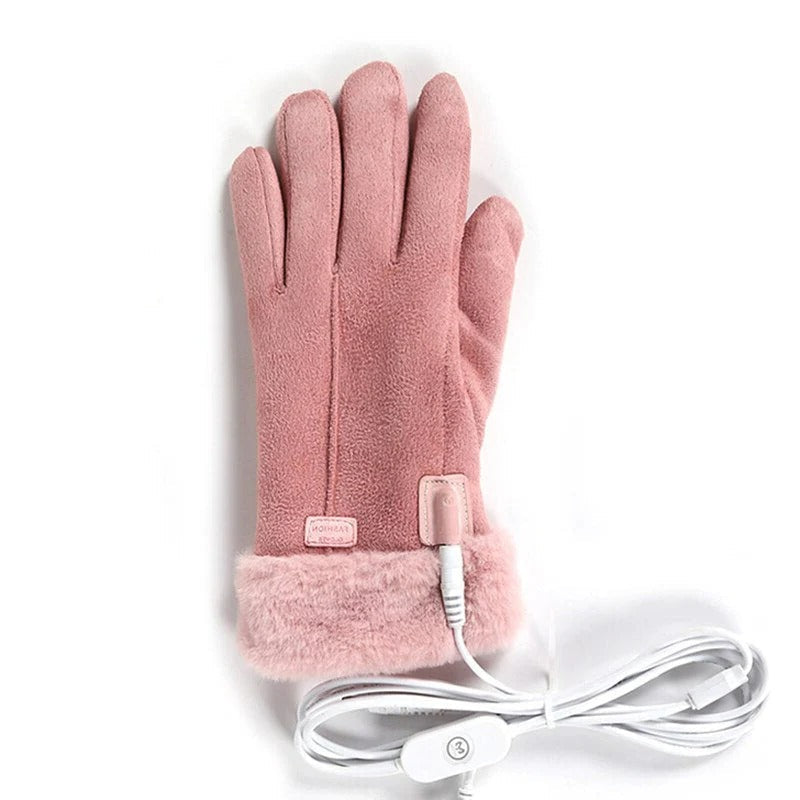 Rechargeable Wool Lined Heated Gloves For Women With Touchscreen