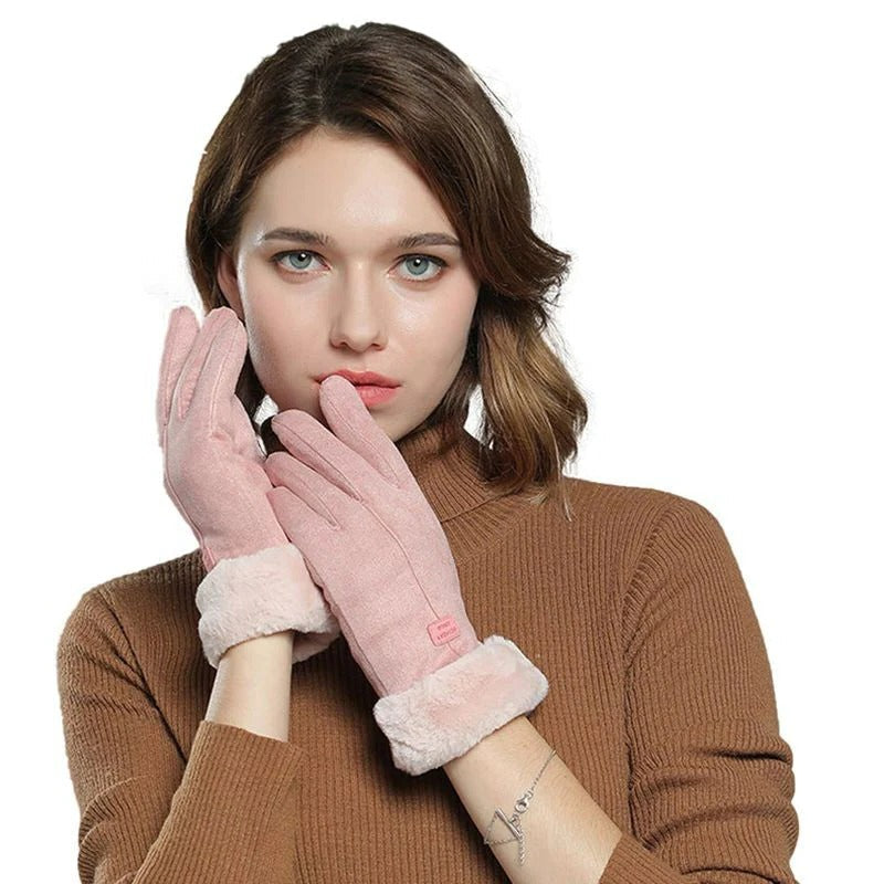 Rechargeable Wool Lined Heated Gloves For Women With Touchscreen