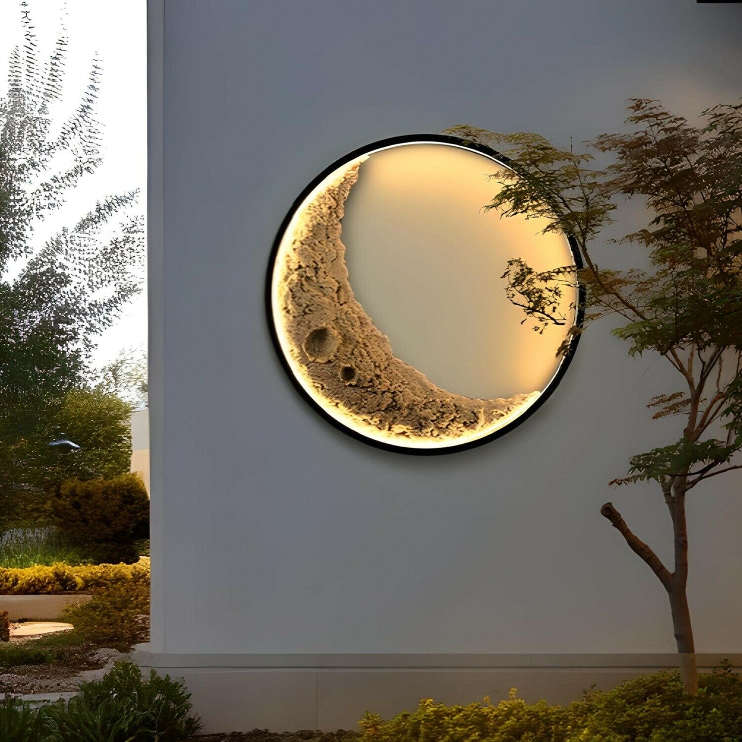 Lunar Ring Wall Lamp Minimal Circular Moon Light Glow