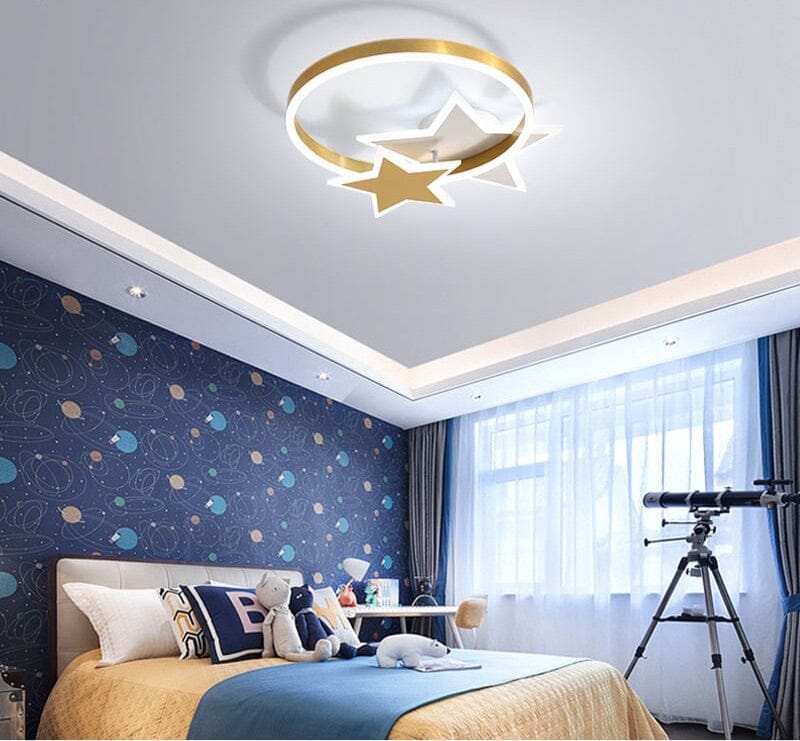 Aurora Gold Ring Star Ceiling Light for Nursery Decor