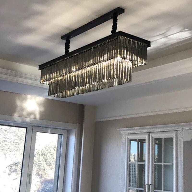 Aurora Crest Crystal Chandelier With Cascading Grey Crystals