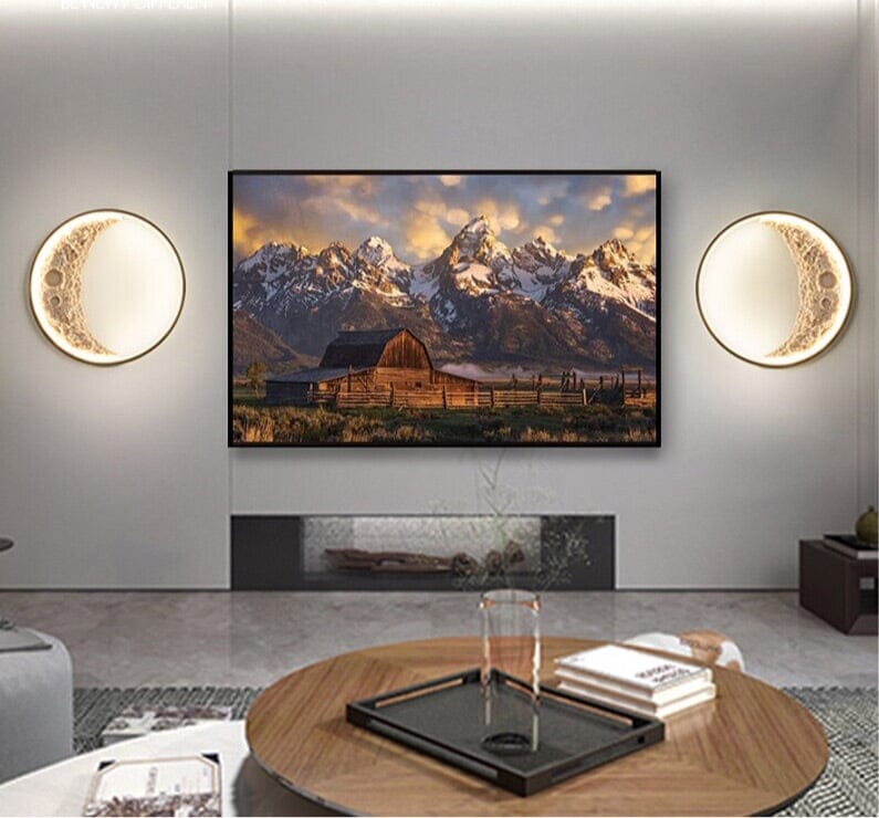 Lampă de perete inelară lunară minimalistă lumină circulară a lunii strălucitoare