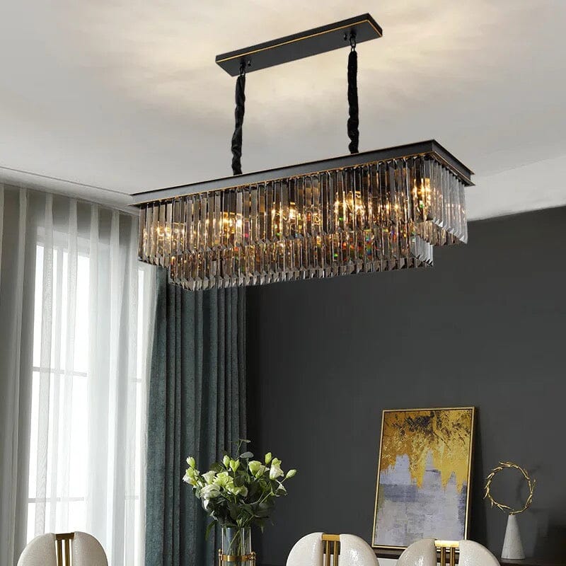 Aurora Crest Crystal Chandelier With Cascading Grey Crystals