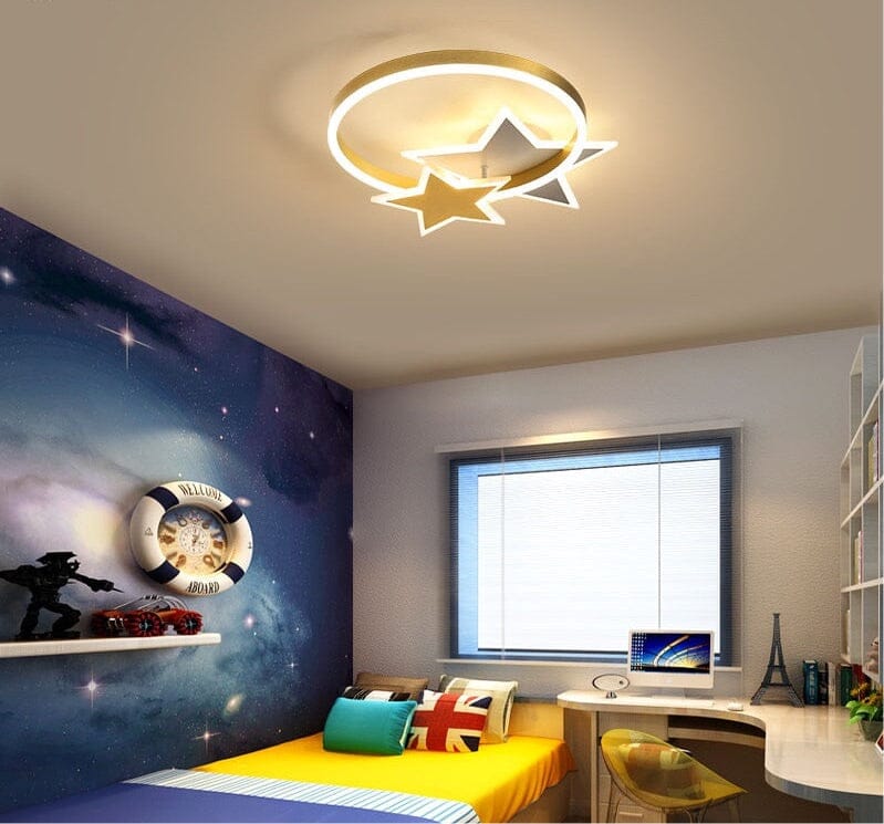 Aurora Gold Ring Star Ceiling Light for Nursery Decor