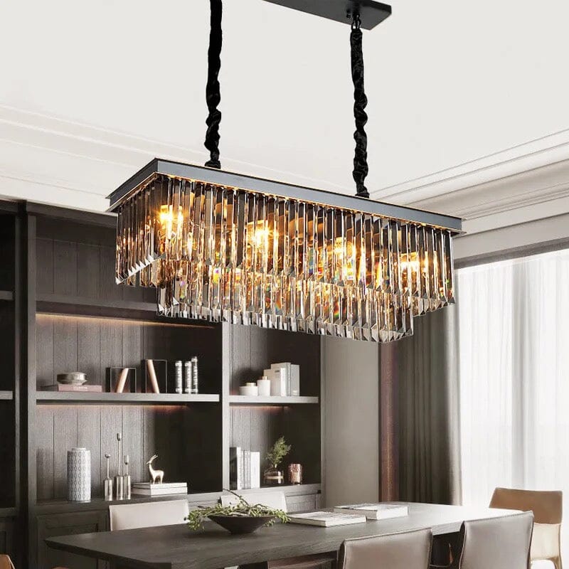 Aurora Crest Crystal Chandelier With Cascading Grey Crystals
