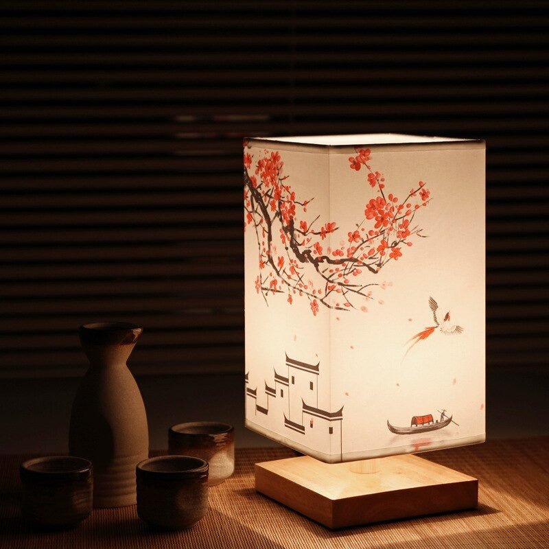 Kairoi Nordic Japanese Table Lamp With Soft Fabric Shade