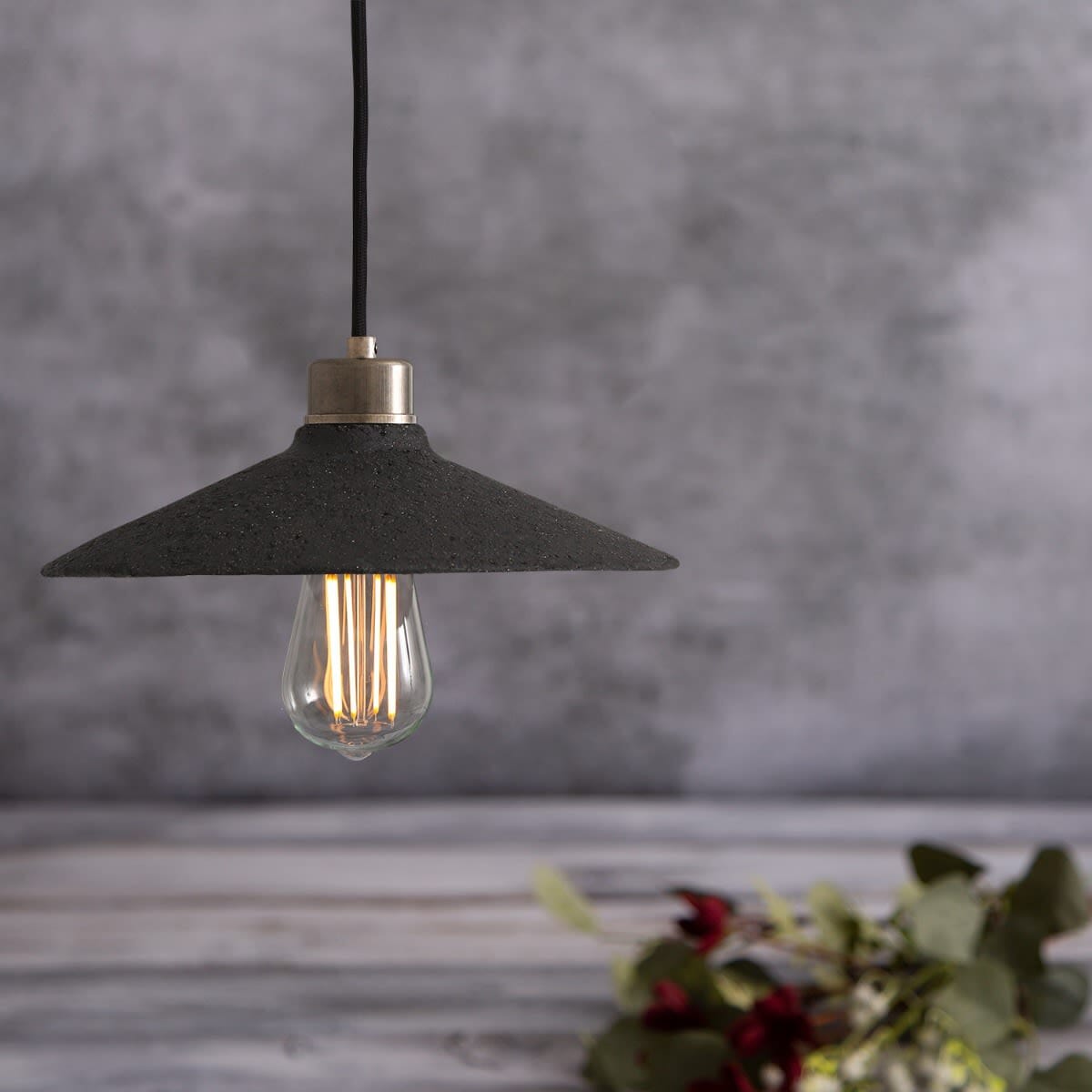 Orenda Organic Black Clay Ceramic Pendant Light 28cm