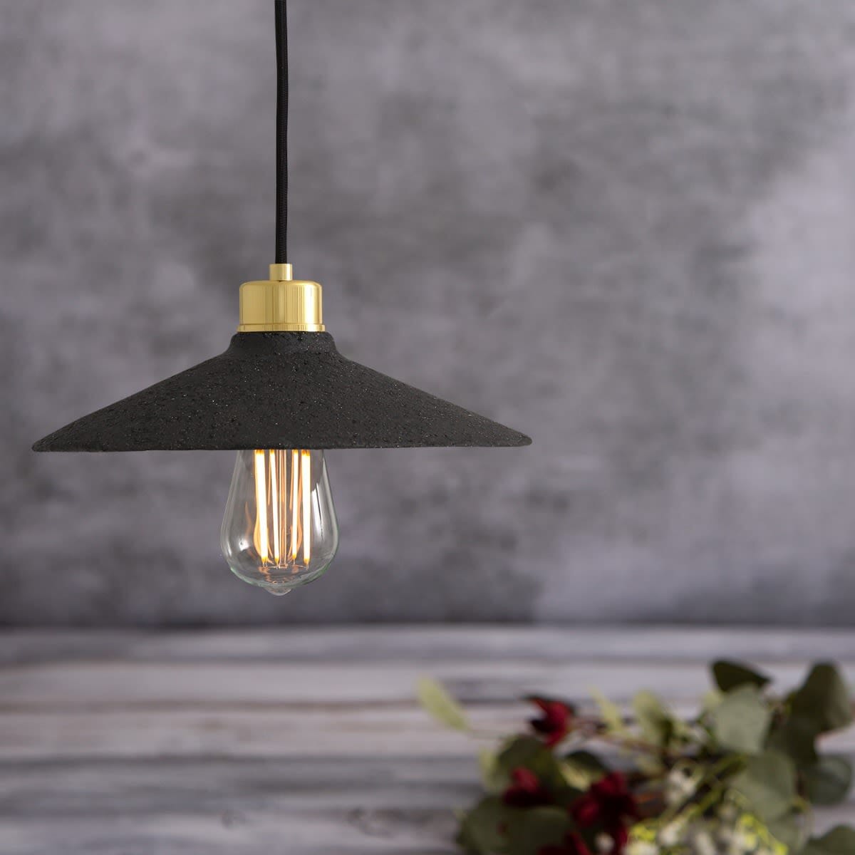 Orenda Organic Black Clay Ceramic Pendant Light 28cm