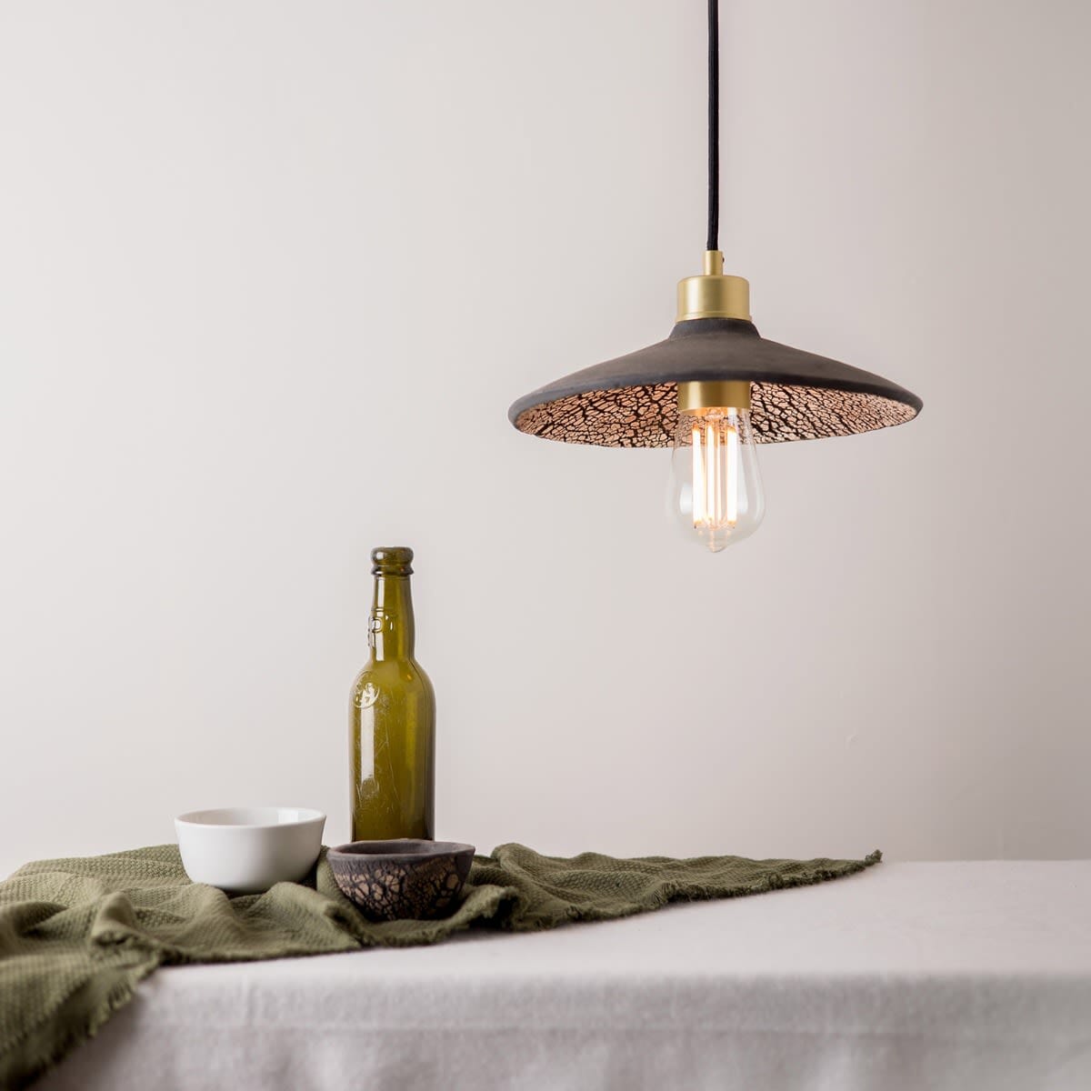 Orenda Organic Black Clay Ceramic Pendant Light 28cm