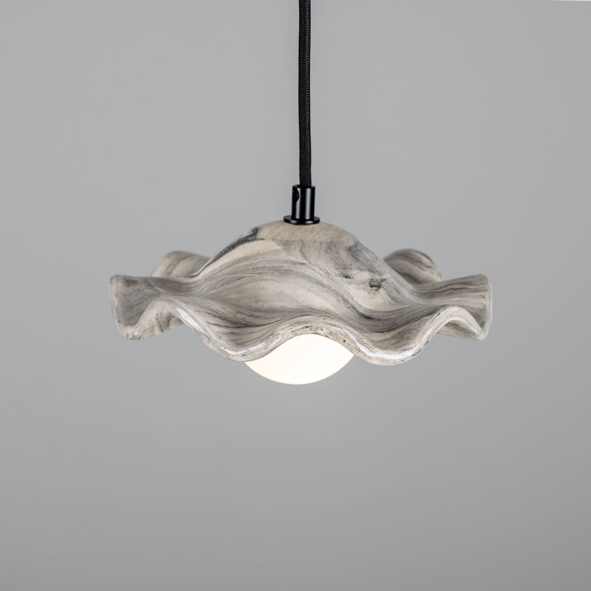 Sylvara Pendant Light With Wavy Marbled Ceramic Shade