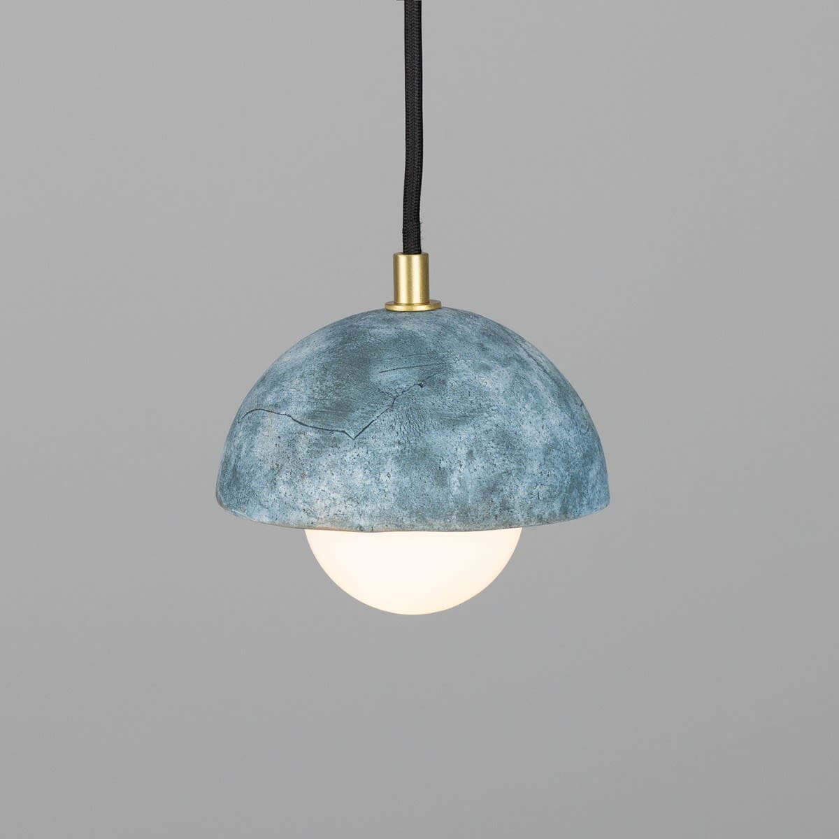 Terris Small Ceramic Dome Pendant Light 14cm Blue Earth