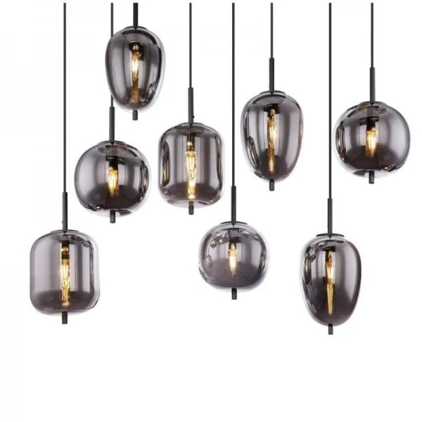 ObsidianHalo Smoked Glass Bowl Pendant Light Variants