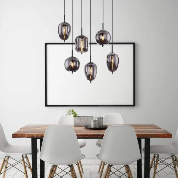 ObsidianHalo Smoked Glass Bowl Pendant Light Variants
