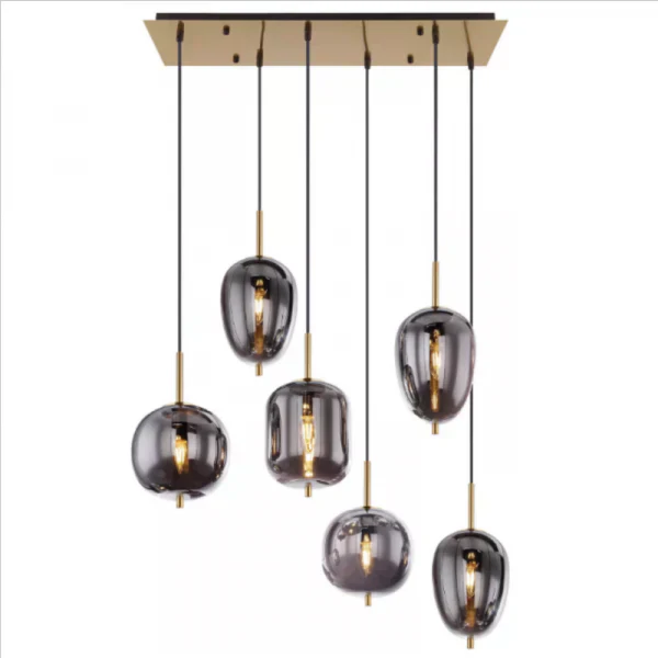ObsidianHalo Smoked Glass Bowl Pendant Light Variants