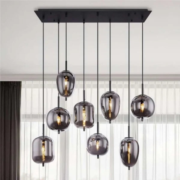 ObsidianHalo Smoked Glass Bowl Pendant Light Variants